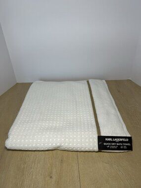 Karl Lagerfeld Paris Bath Towel 100% Cotton White/Gold NEW